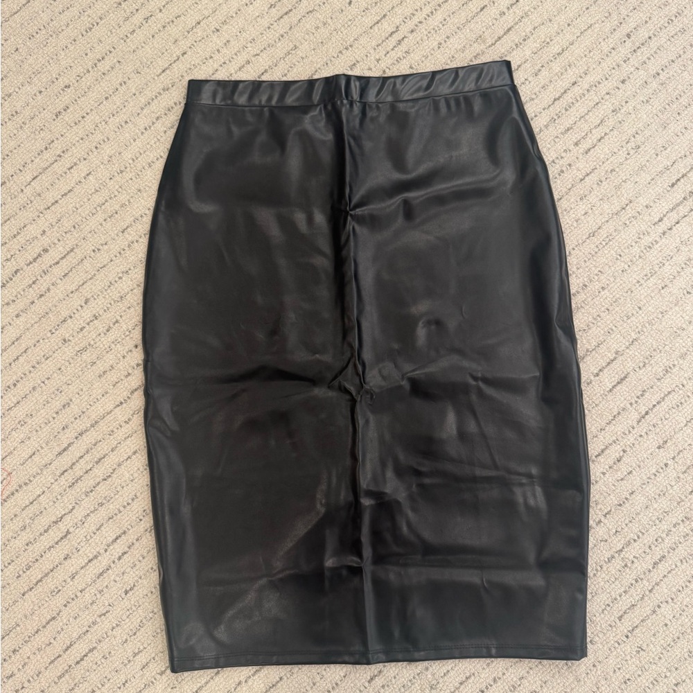 Black Leather Pencil Skirt